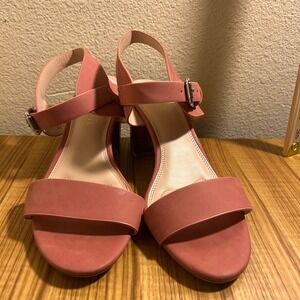 Kelly & Katie FRILISA Suede Block Heel Sandals in Rose Pink, Women's Size 8.5